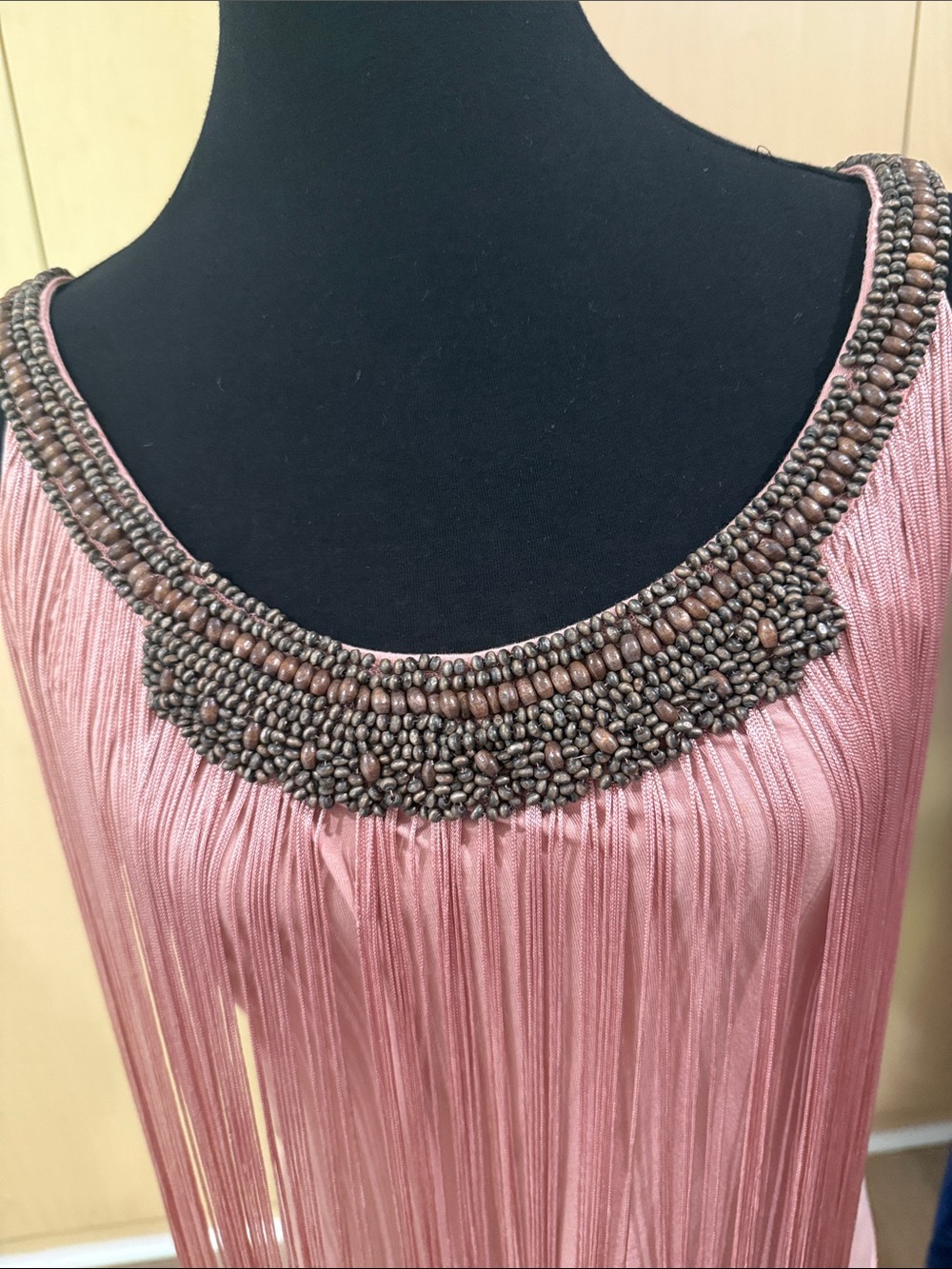 Boho Boston Proper Pink Fringe Tank with Beaded Neckline